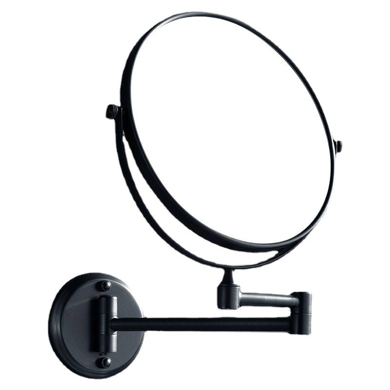 No-Punch Makeup Mirror Bathroom Wall-Mounted Sticker Hotel Double-Sided Mirror Telescopic Folding Bathroom Magnifying Mirror