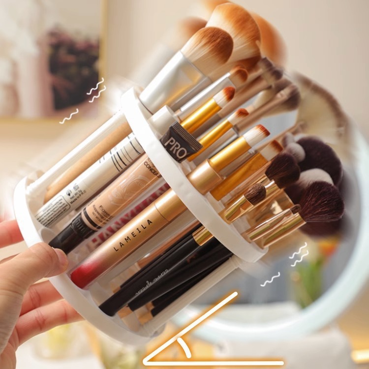 New Thickeneded 45-Hole Makeup Brush Storage Rack Brush Storage Box Removable Cleaning Round Makeup Brush Holder Pen Holder