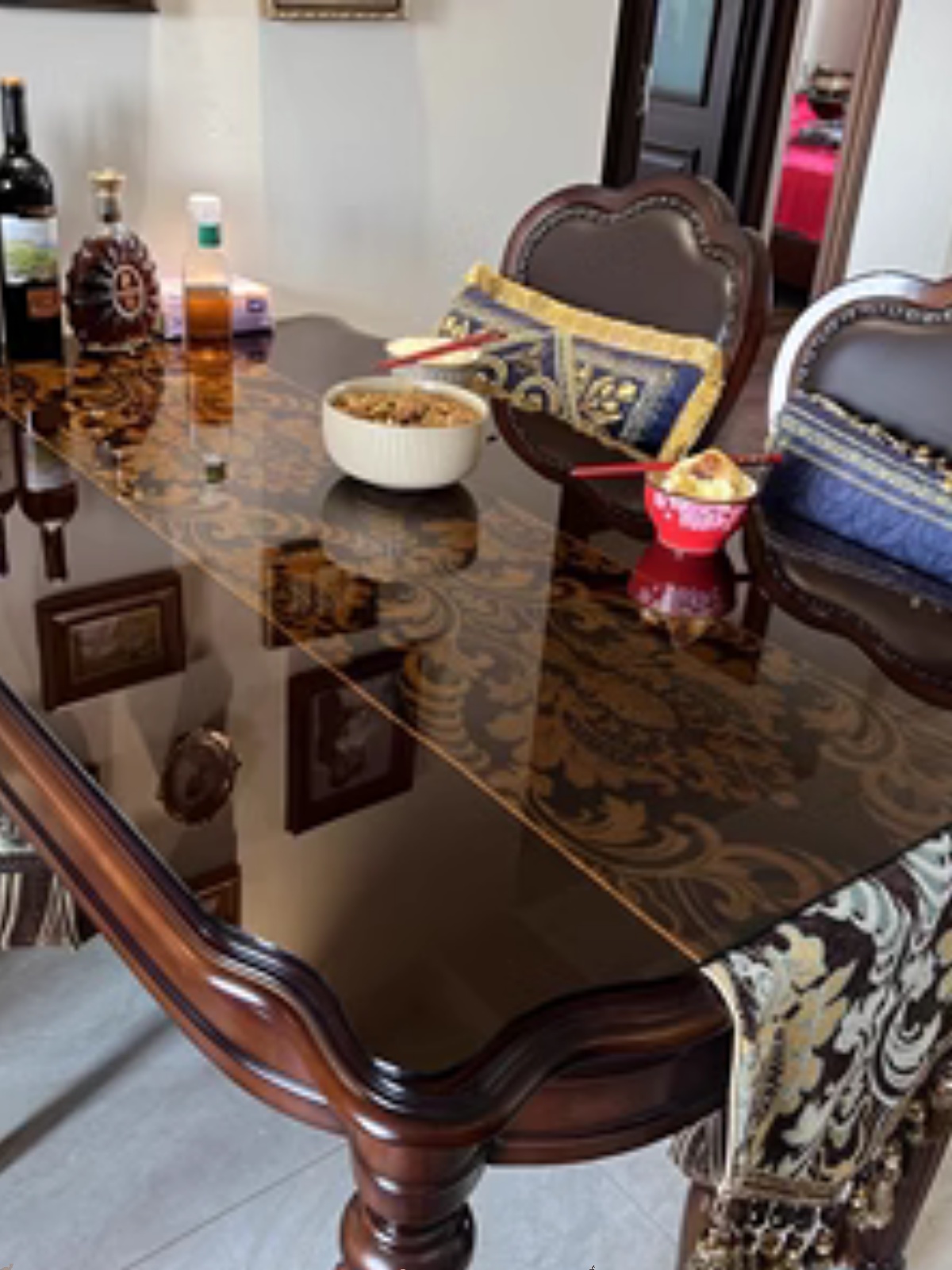 Brown Tempered Glass Plate Customized Dining Table Coffee Table Countertop Customized Round Rectangular Special-Shaped Plate Household Frosted