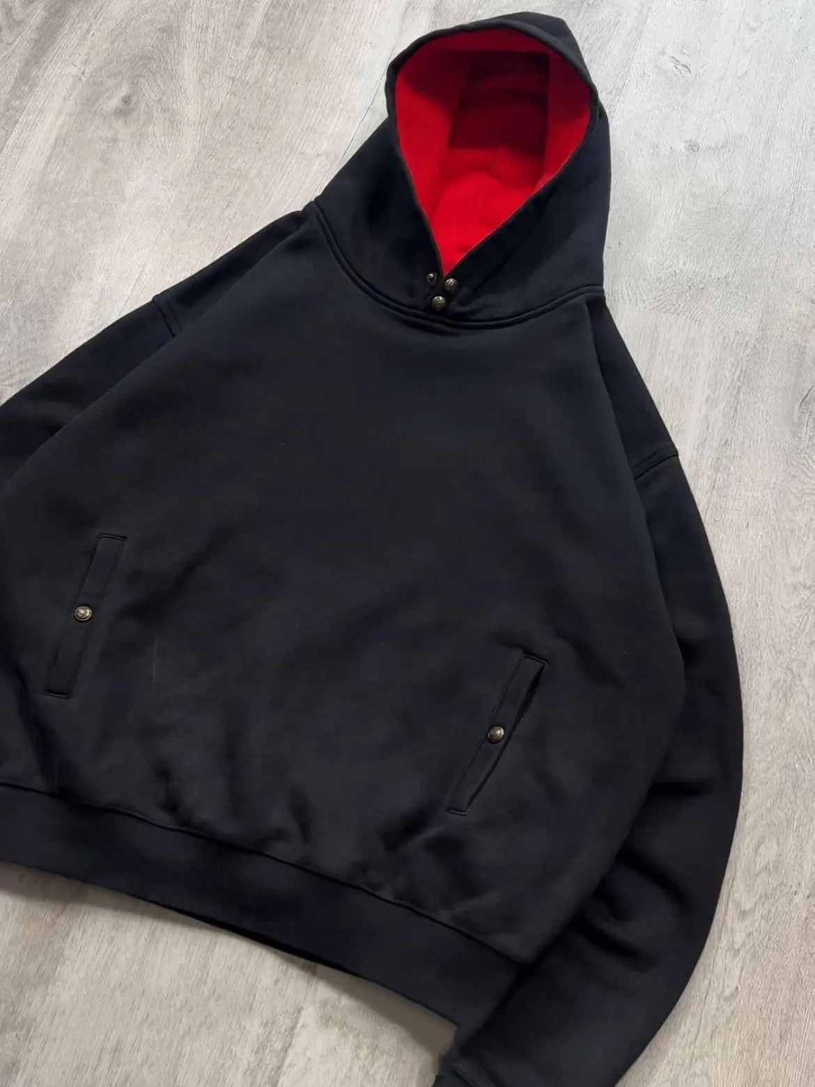 New Trendy Heavyweight Kanye Hoodie Double-Layer Solid Color Sweatshirt American Casual Couple Style Unisex Hoodie Trendy