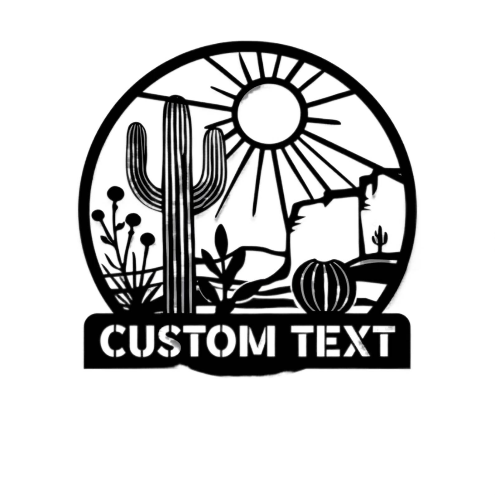 Personalized Cactus Metal Sign Wall Art Cactus Letter Sign Cactus Wall Decor Metal Sign