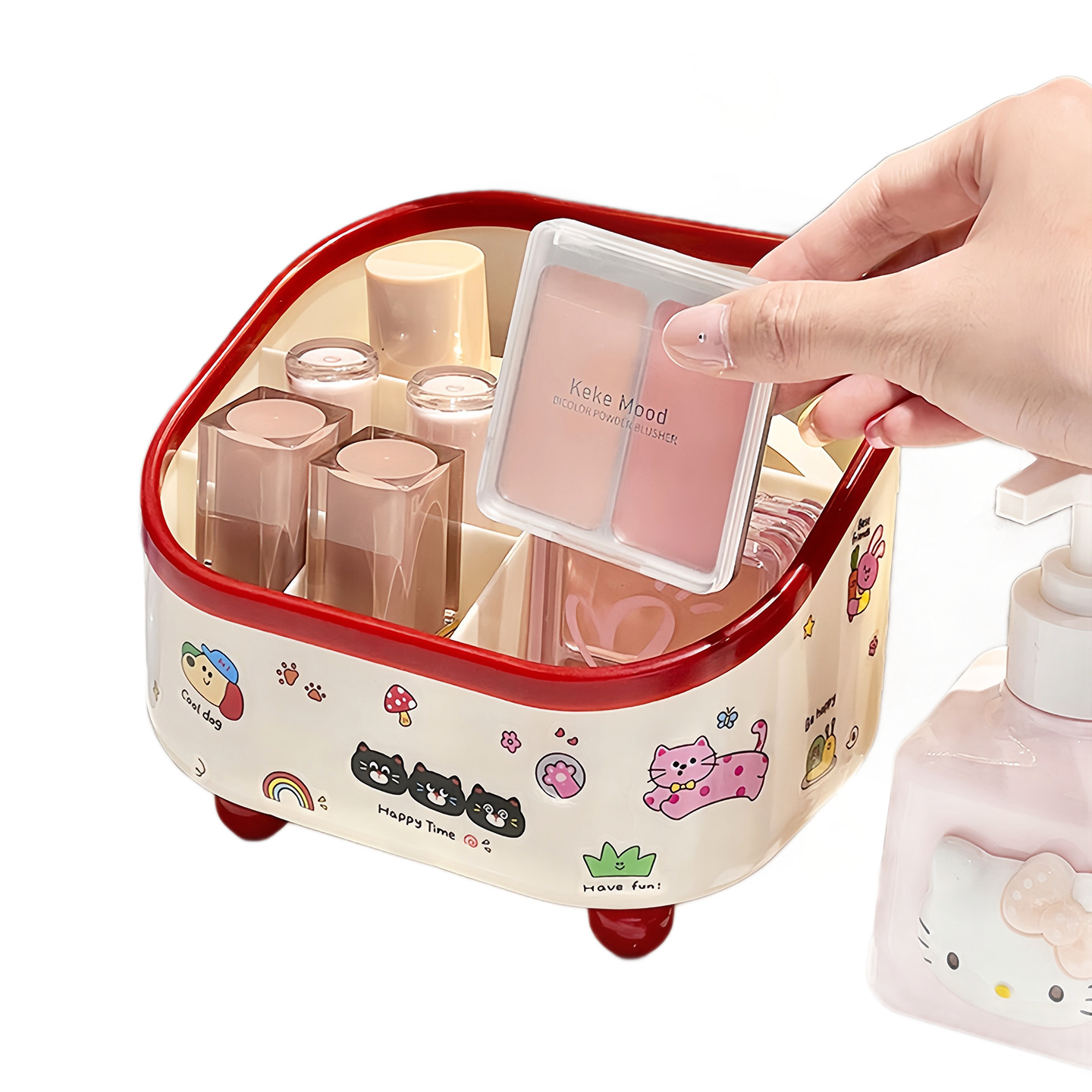 Desktop Storage Box Multi-Functional Cosmetics Lipstick Six-Compartment Storage Rack Dormitory Office Desk Stationery Pen Holder
