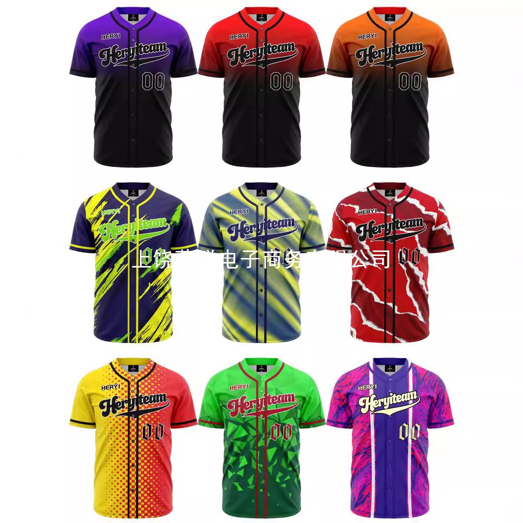 2025 European and American Independent Station Creative Stylish 3D Digital Printing Short-Sleeved Baseball Cardigan Men's Baseball Uniform