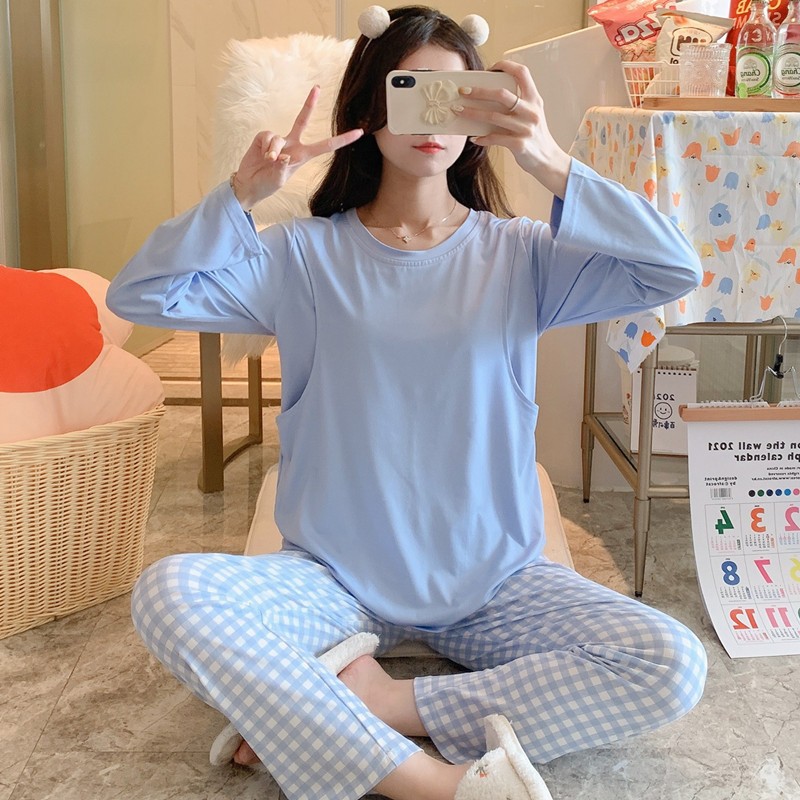 Factory direct monthly clothing pajamas women's spring and autumn lactation pregnant women's thin postpartum monthly nursing home clothing set