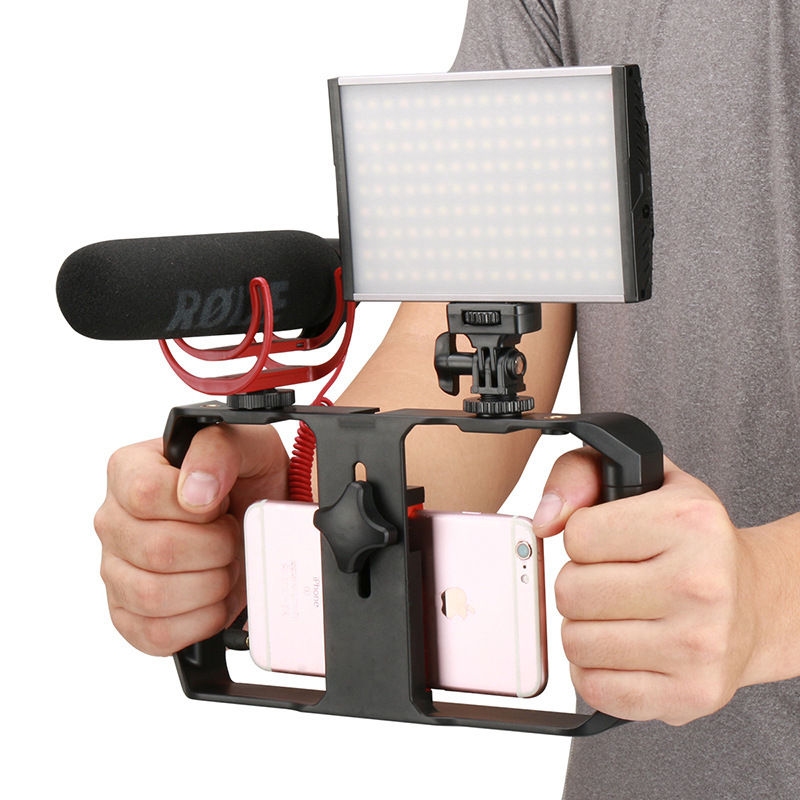 Mobile phone shooting stabilizer handheld rabbit cage sports photography bracket video shooting live shooting double handheld bracket