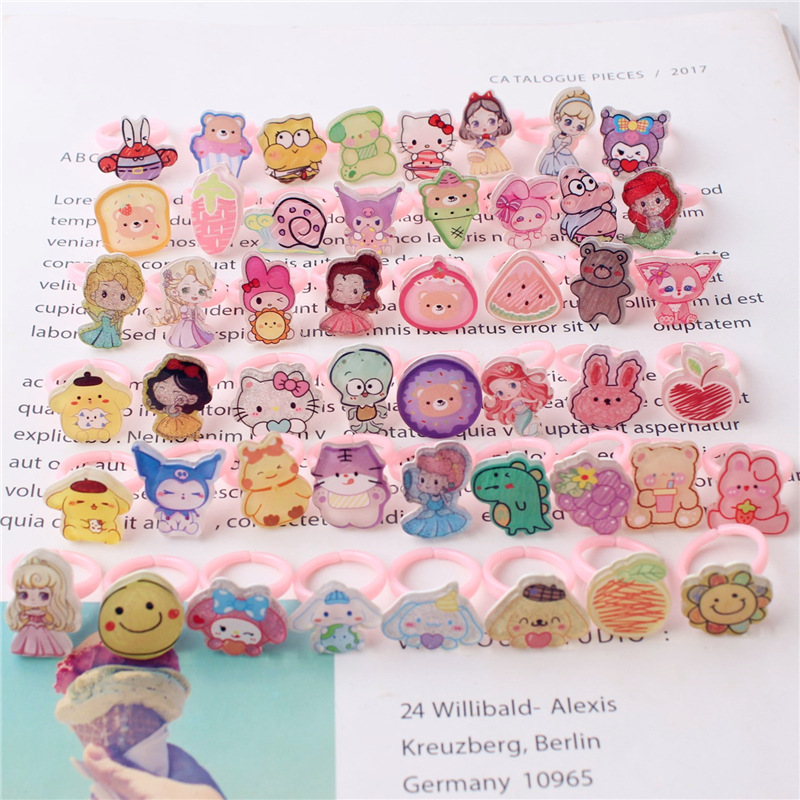 Cute Baby Multicolor Cartoon Resin Children's Ring Sweet Flower Jewelry AliExpress Hot Sale Matte Finger Ring