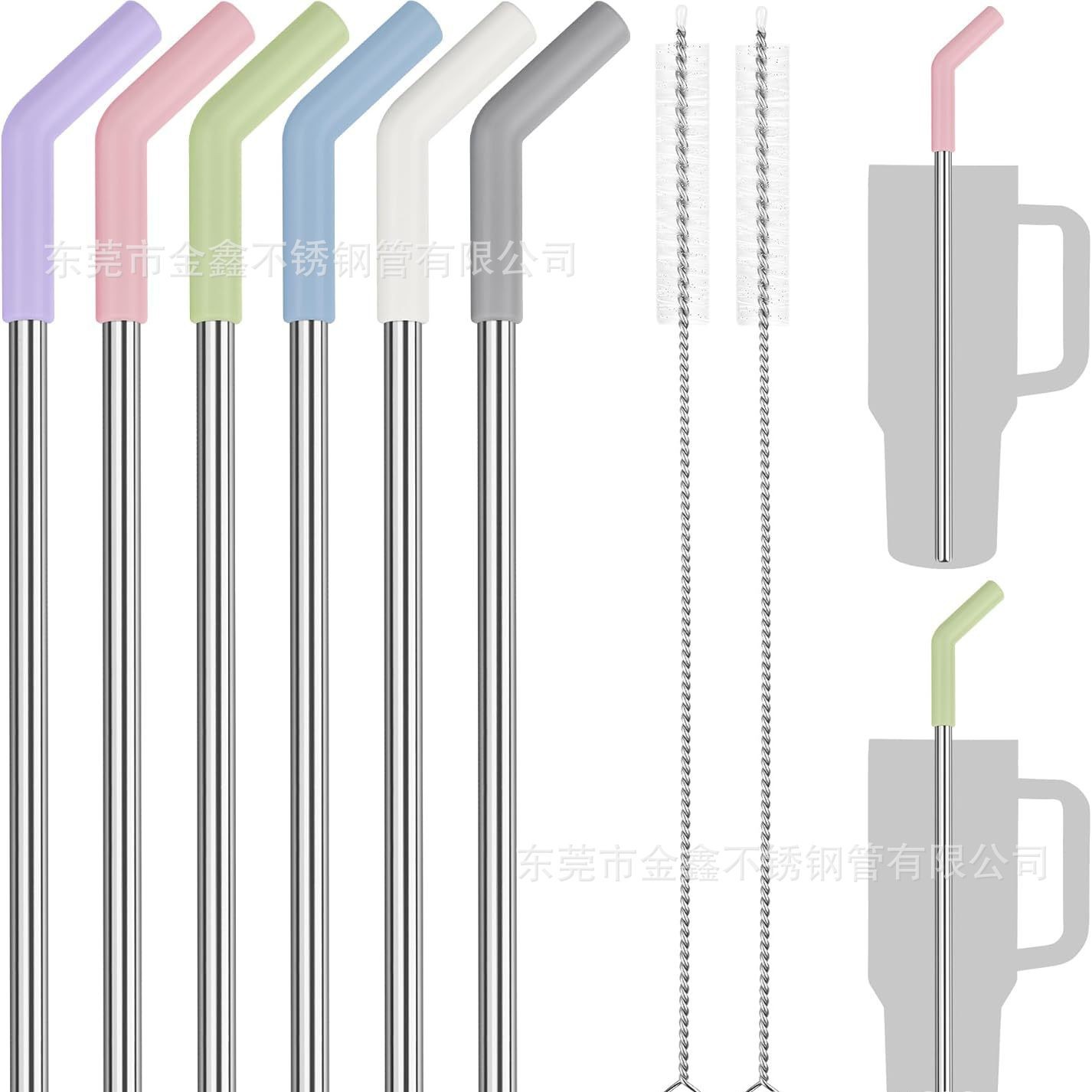 Wholesale 304 stainless steel straw car cup ice bully cup straw 316 food grade titanium plated color metal straw