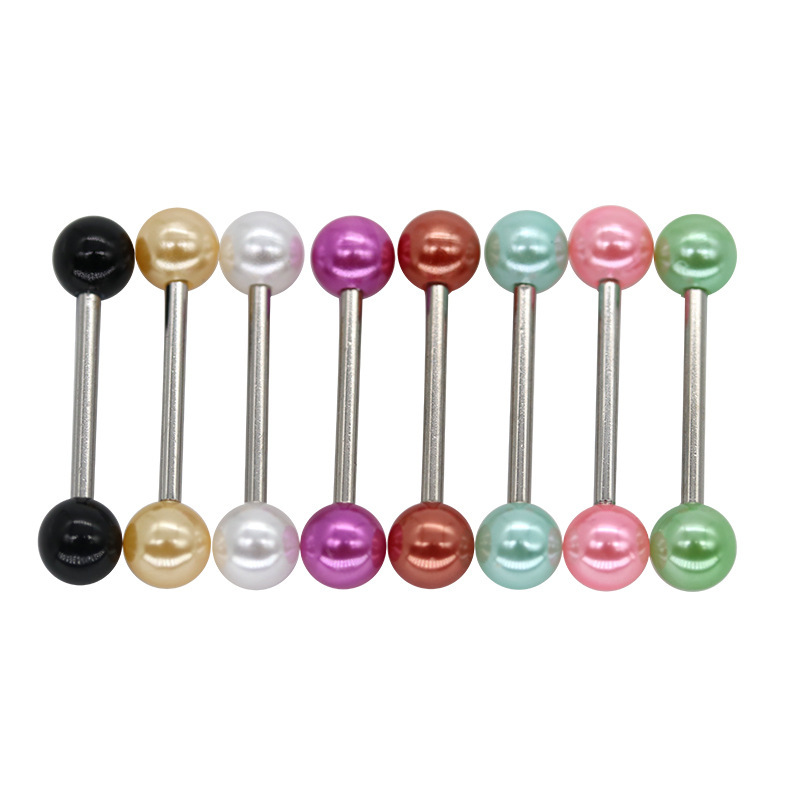 Acrylic imitation pearl tongue nail milk nail color piercing jewelry pearl manufacturers in stock wholesale pink tongue nail replacement