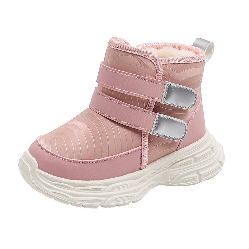 Winter Velvet Thickeneded Snow Boots for Babies Aged 2-4 Years Old, Non-Slip Soft Sole, Warm and Lightweight Waterproof Cotton Shoes for Boys and Girls