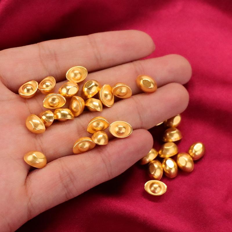 Solid Metal Small Round Treasure Ornament, Small Melon Seed Ornament, Gift, Rice Jar, Treasure Bowl, Decorative Item, Handicraft, Metal Sand Gold Ingot