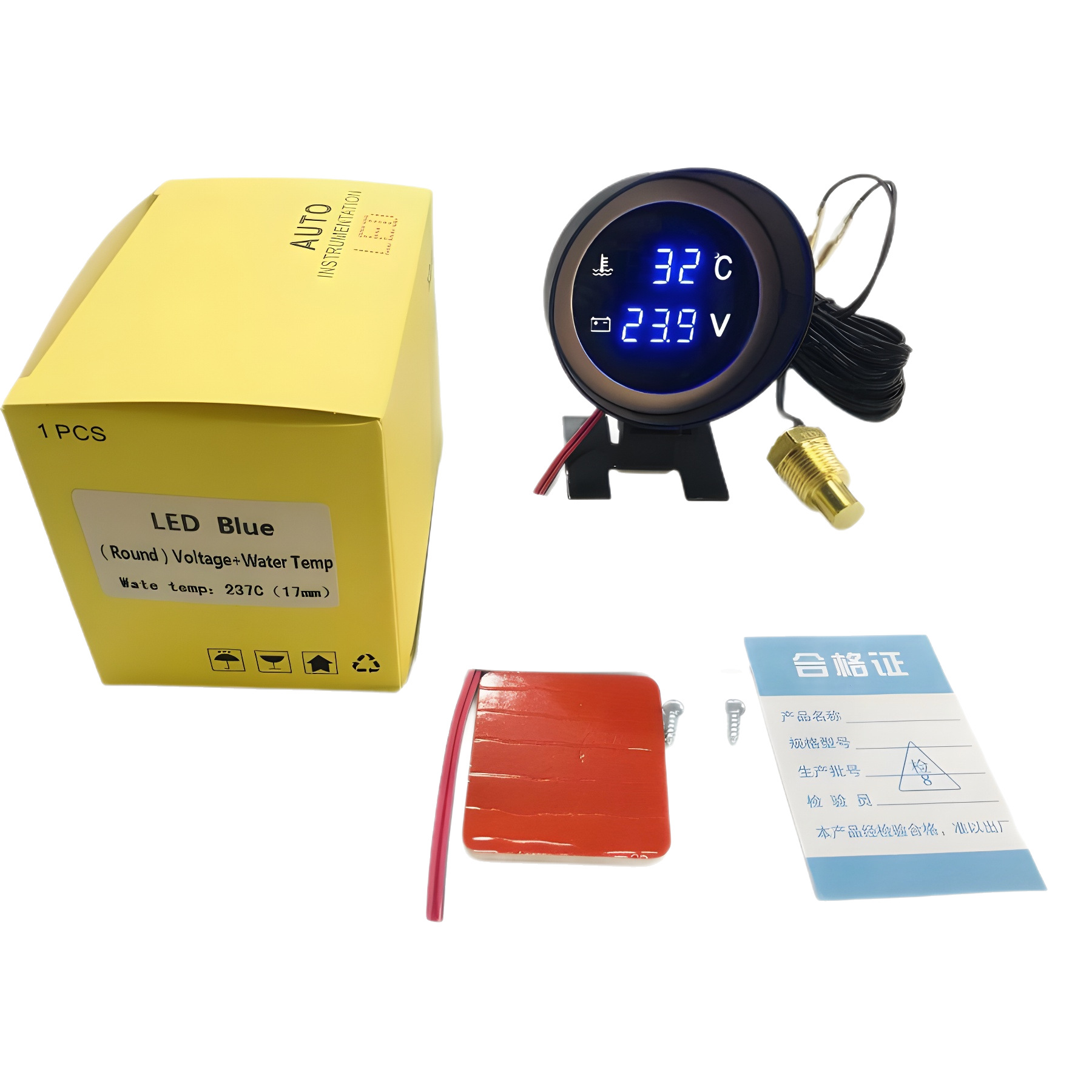 Modified Digital Circular Electronic Water Temperature Gauge 3m Wire Plug 12V24V Universal Applicable Agricultural Machinery Truck Water Temperature Gauge