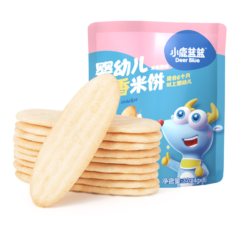 Official genuine goods deer blue blue baby rice cake 32G grinding stick 6 months + baby biscuit baby no add