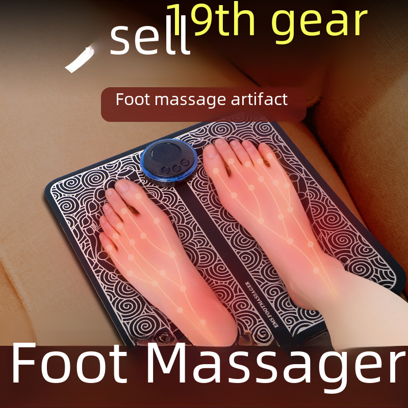 Ems Massage Foot Pad Rechargeable Remote Control Micro Pulse Foot Therapy Instrument Massager Foot Bath Manufacturer Customized