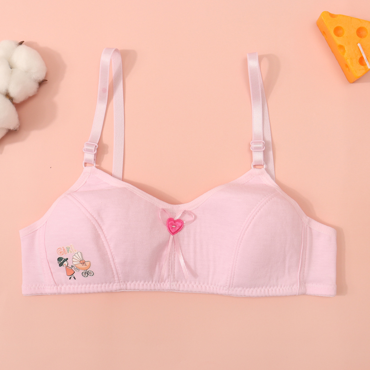 High School Student Girl's Intimates, Female Junior High School Student's Three-Stage Adolescent Development Period Thin Fixed Cup Bra