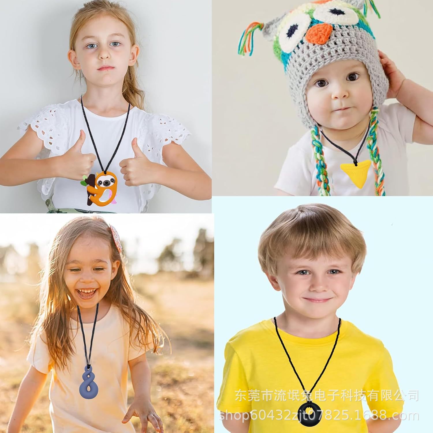 Factory Direct Sales Shark Tooth Autism Chewing Necklace Teether Silicone Shark Teether Deciduous Tooth Soft Rubber Chew