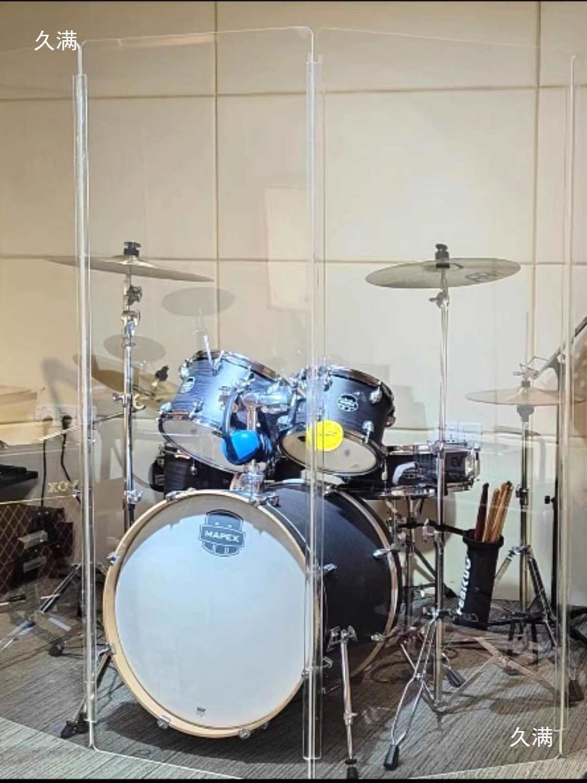 Acrylic Drum Shield 24inch Round Drum Set Drum Shield Soundproof Panel to Prevent Crosstalk Drum Room