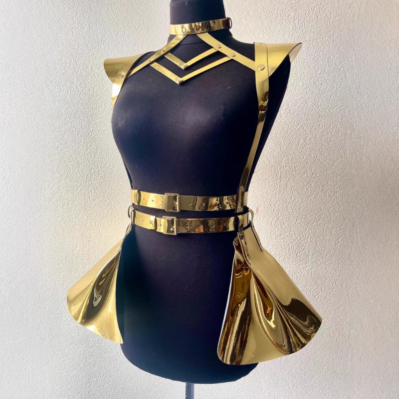 European and American Cross-Border Laser Colorful Leather Bondage Belt Stage Performance Waist Chain Trendy Belt