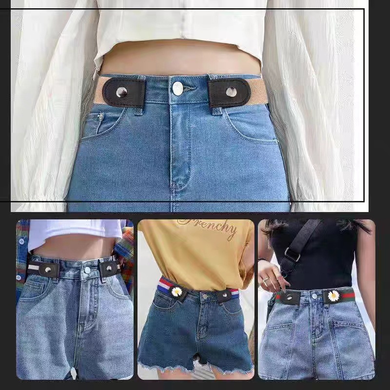 Lazy Belt Women's Adjustable Invisible Seamless Jeans Belt Men's and Women's Elastic Elastic Belt Waist Tight Artifact
