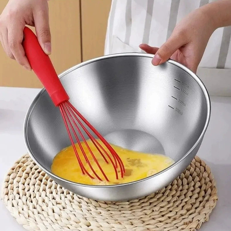 High-Quality Stainless Steel Baking and Fabric Mixing Bowl, Stainless Steel Salad Bowl, Cooking Bowl with Scale, Baking and Egg Beating Bowl