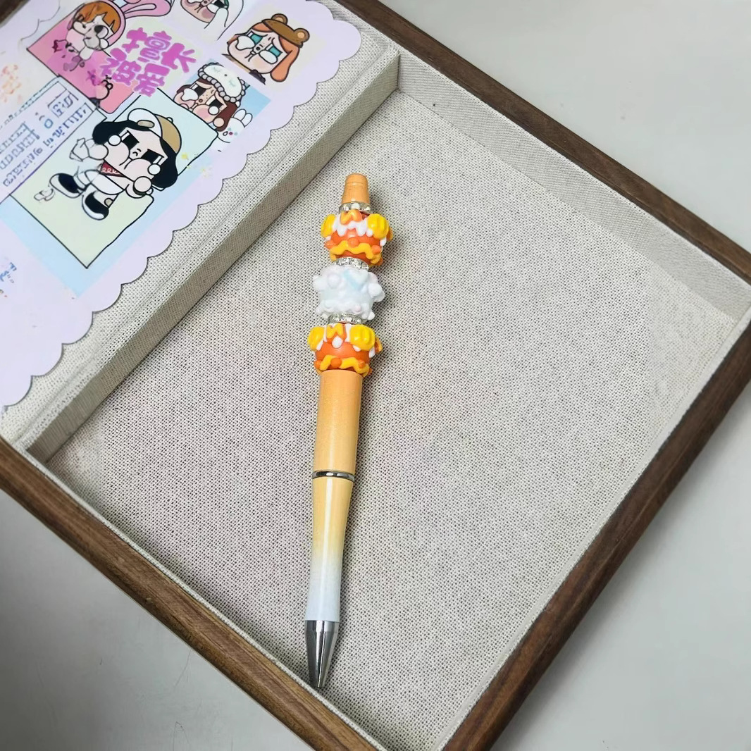 Ins Girly Heart Beaded Magic Wand Pink Cream Beads Ballpoint Pen Live Streaming DIY Blind Box Cute Pen