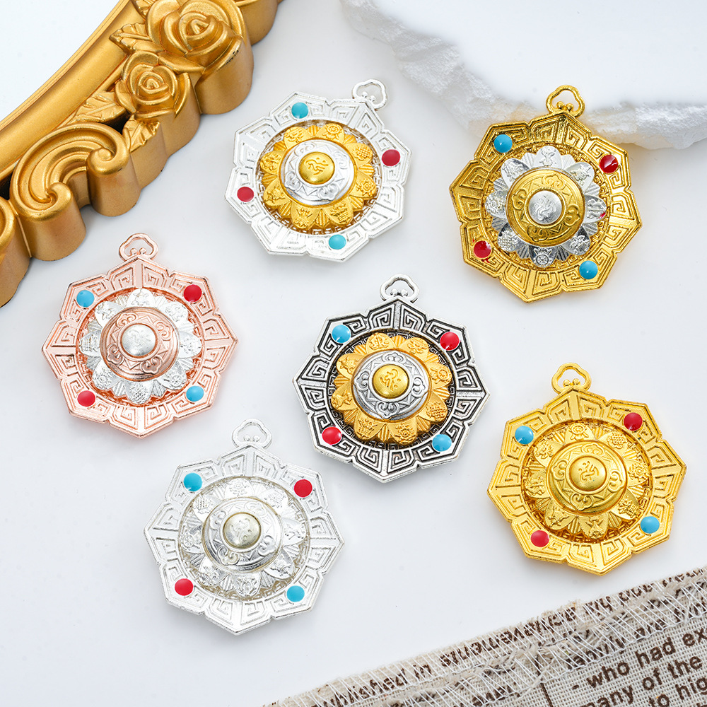 Ювелирные изделия Xizang, подвеска с восемью сокровищами и шестизначной мантрой, девять дворцов и восемь гексаграмм, десять фаз, свободный бренд, вращающаяся подвеска для ожерелья