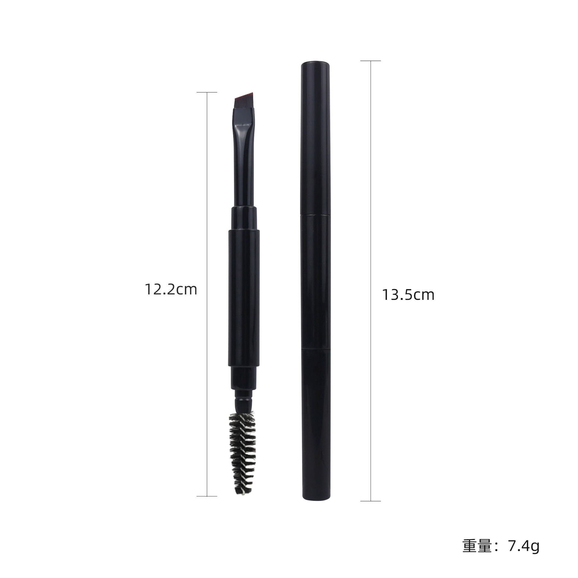 Portable double eyebrow brush spiral brush with cover eyebrow powder eyebrow cream brush oblique angle flat eyebrow brush blade eyeliner brush