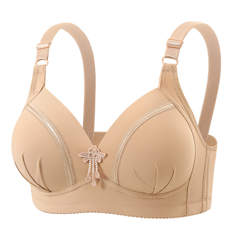 Large Size Thin Non-Wired Anti-Sagging Side-Retracting Breast-Retracting Push-Up Women's Underwear Bra for Middle-Aged and Elderly Mothers