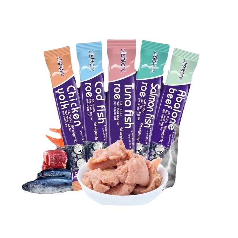 Ishtar Cat English Packaging Kitten Nutrition Fattening Hair Gills Wet Food Package Pet Cat Snacks Drop Shipping
