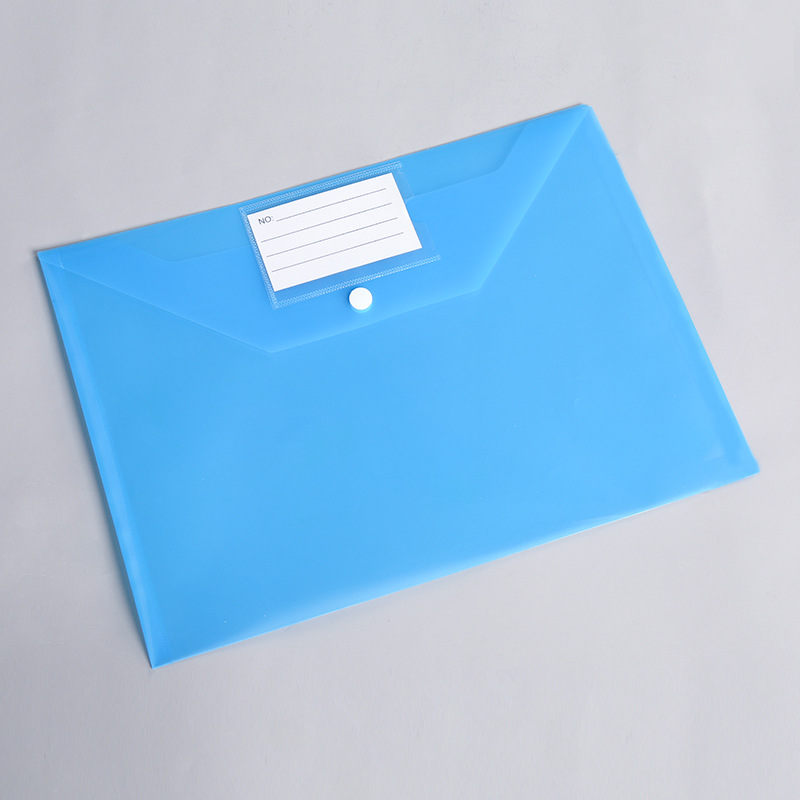 A4 Thickeneded File Bag with Business Card Label Pp Plastic Transparent Colorful File Bag Office Test Paper Storage Bag