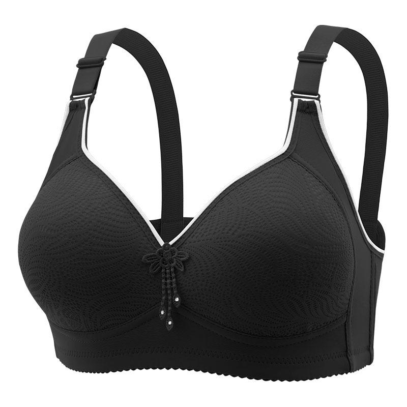 New women's plus size thin wireless bra anti-sagging side gathered breathable middle-aged and elderly underwear cross-border