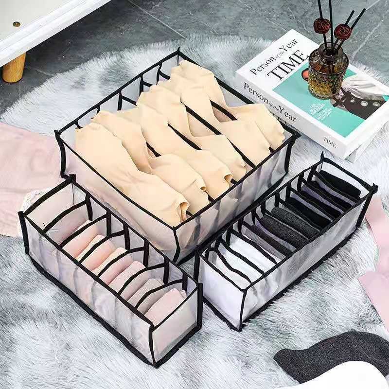 Household Gauze Underwear Underwear Socks Storage Box Sub-format Dormitory Household Supplies Three-piece Finishing Artifact