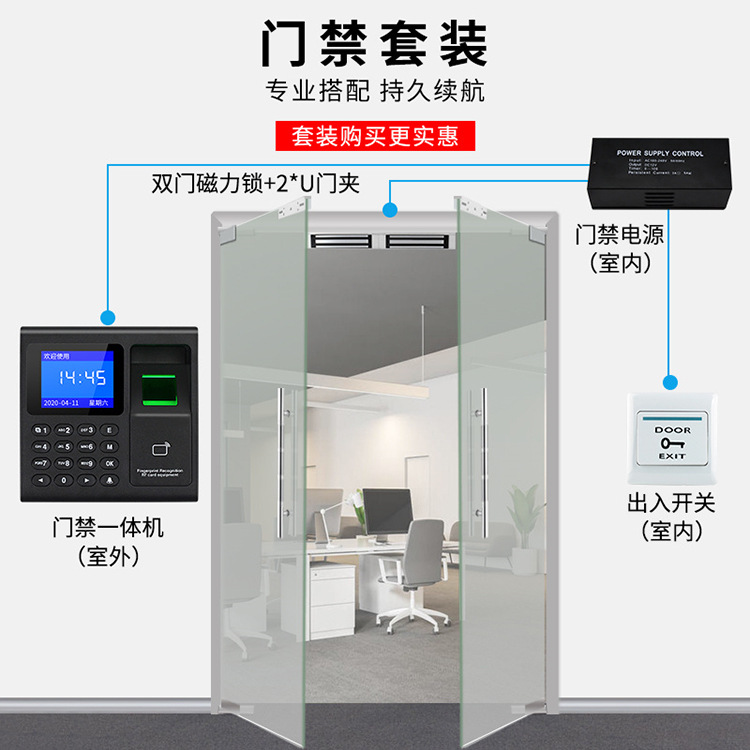 Fingerprint access control system attendance machine credit card password access control system all-in-one wholesale delivery foreign trade direct sales