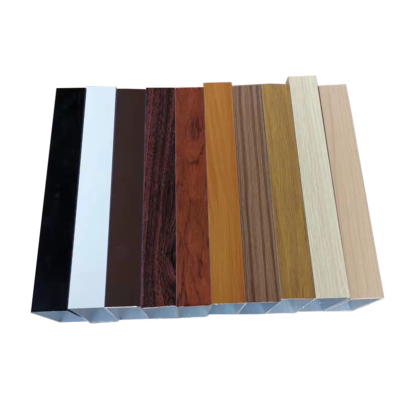 Ceiling aluminum square pass wood grain aluminum square pass u-shaped groove arc ceiling square pass paint wood grain aluminum square pass factory supply
