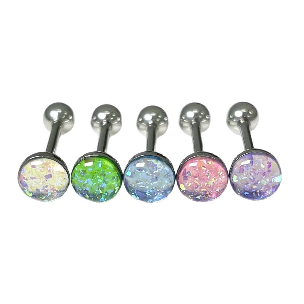 Studded Star Tongue Barbell with External Thread, Stainless Steel Personalized Tongue Piercing Jewelry, Trendy Tongue Accessory