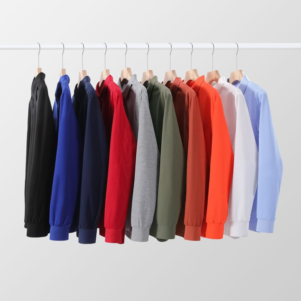 Combed Cotton Long-Sleeved Polo Shirt Custom Logo Lapel Work Clothes Group Class Uniform Printing Cultural Advertising Shirt Embroider