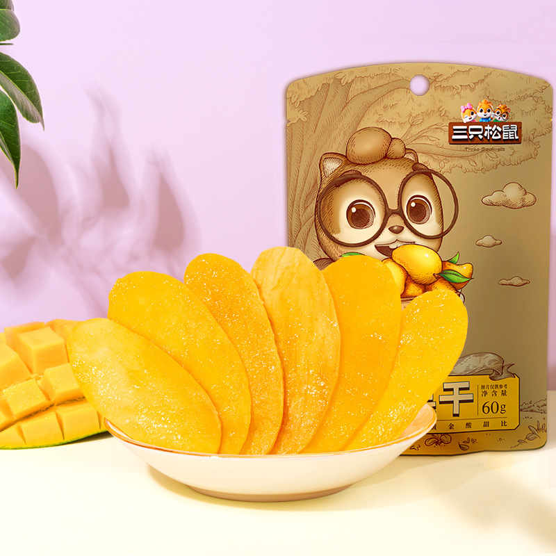 [Three Squirrels Dried Mango 60g] Thai Flavor Leisure Food Candied Fruit Preserved Fruit Snacks