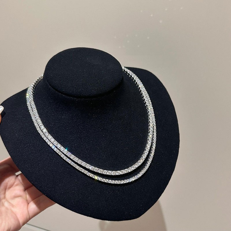 Platinum Pt950 Tennis Necklace 3Mm4Mm5Mm Laboratory Grown Diamond Necklace Necklace Cross-Border Amazon Model