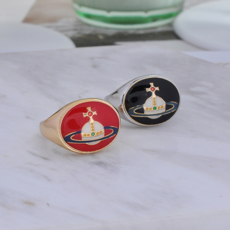 Empress Saturn Series Enamel Buckle European and American Fashion Light Luxury Saturn Ring Palace Retro Style Lacquer