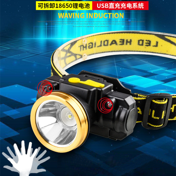 Светодиодный аккумуляторный фонарь с индукционной зарядкой, мощный налобный фонарь, яркий, перезаряжаемый, для outdoor и горных работ