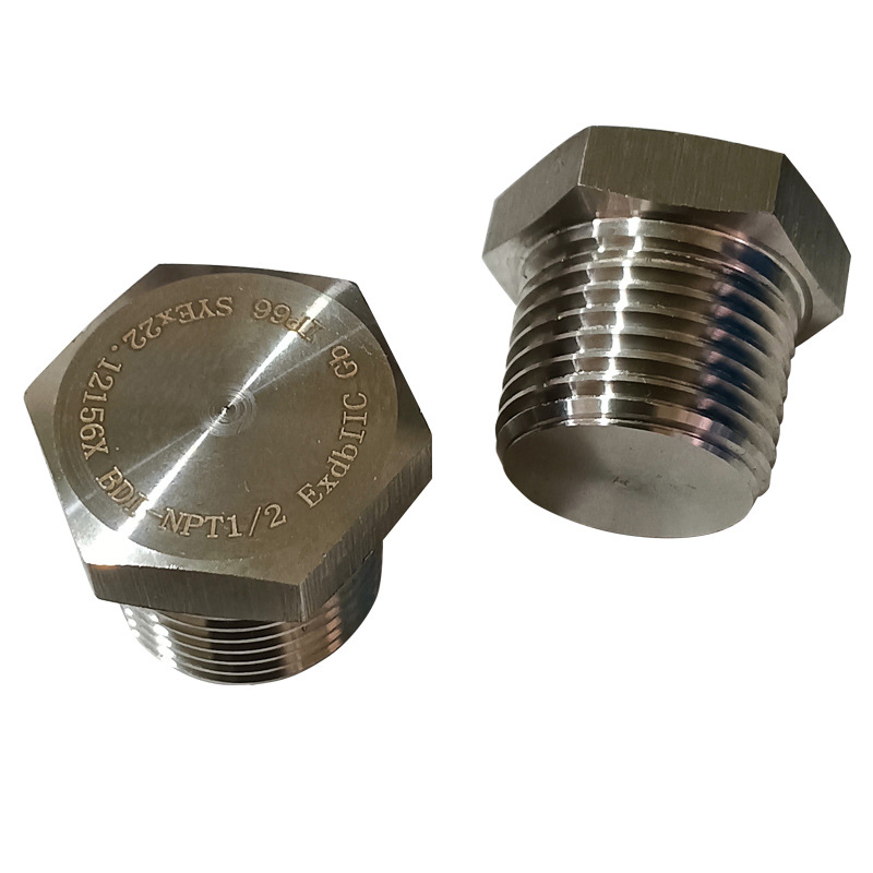 304 Stainless Steel Explosion-Proof Plug, External Hexagonal Explosion-Proof Box Sealing Plug, Solid External Wire Stuffy Cover, Threaded Plug Cap
