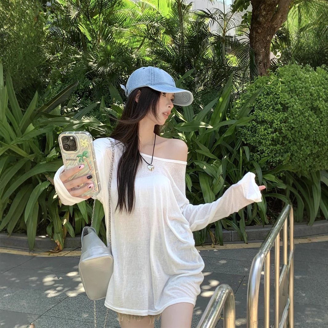 Chiffon Shirt Sun Protection Clothing 2026 Summer New Thin Slightly See-Through Loose Pullover Air-Conditioning Mesh Blouse