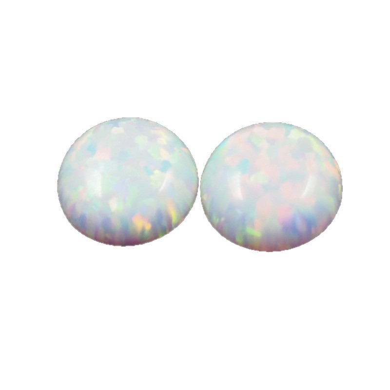 Synthetic Colorful White Opal Round Flat Plain Artificial Opal Stone Ring Face Loose Stone DIY Jewelry Wholesale