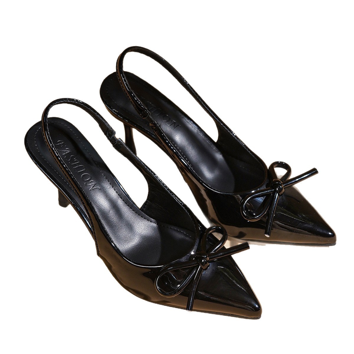 2025 Spring and Summer New Pure Color Baotou Bow Stiletto Pointed Toe Fashion High-Heeled Sandals European and American Export Women's Shoes