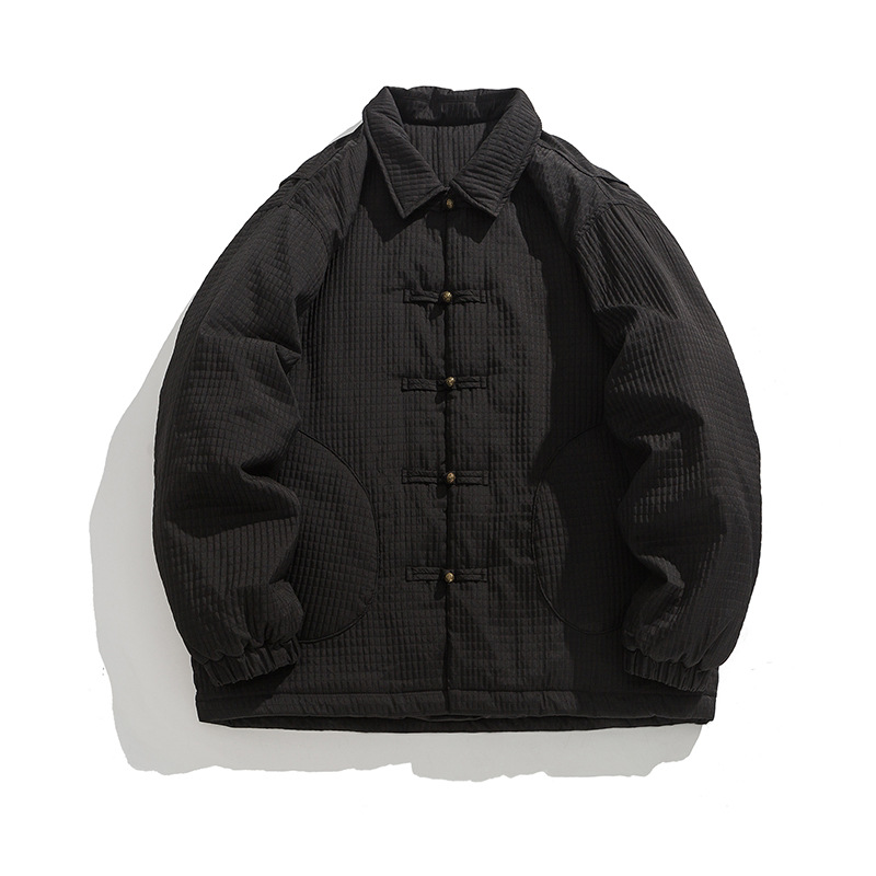 New Chinese Style Winter Clothing, Ancient Style Han Dynasty, Large Size Cotton Thickeneded Cotton Coat, Pure Color Cloth Button Chinese Style Men's Cotton Jacket