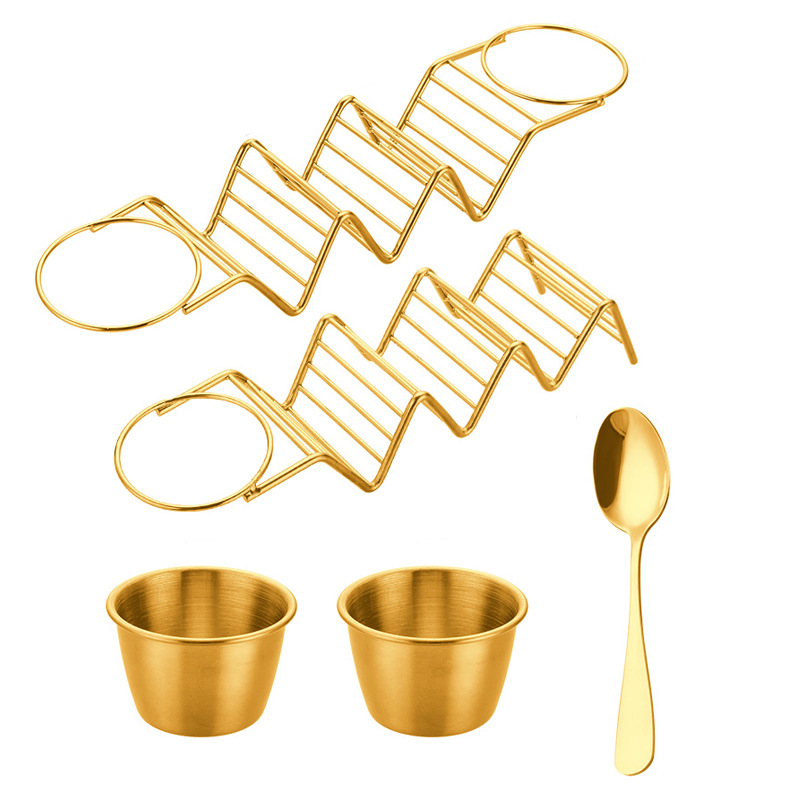 Cross Border 201 Stainless Steel Burrito Rack With Sauce Cup Taco Holder Pancake Rack Tacos Rack