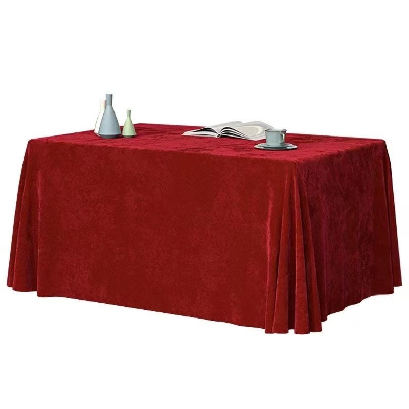 Thickened Golden Velvet Meeting Tablecloth Rectangular Dark Green Velvet Exhibition Stall Red Wedding Red Tablecloth Engagement