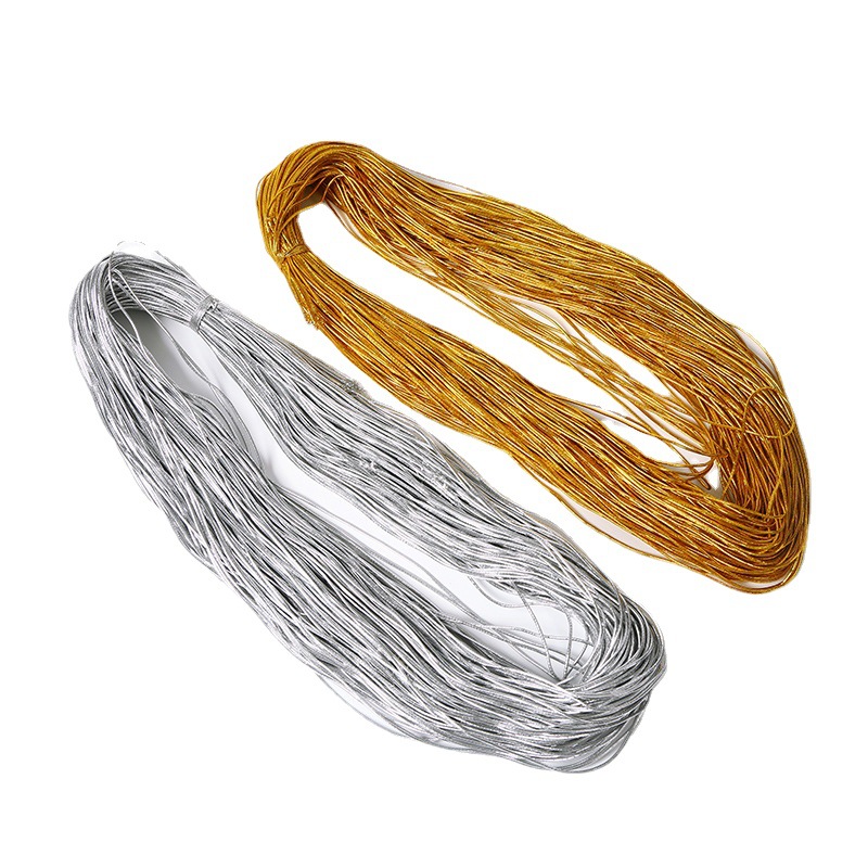 1mm gold elastic rope silver round elastic rope core gold and silver wire Christmas tag jewelry elastic gold rope