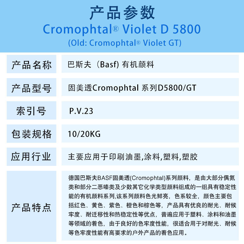 Dic Pigment Cromophtal D5800 High Transparent Organic Pigment Blue Purple Original Basf Pigment Purple 23