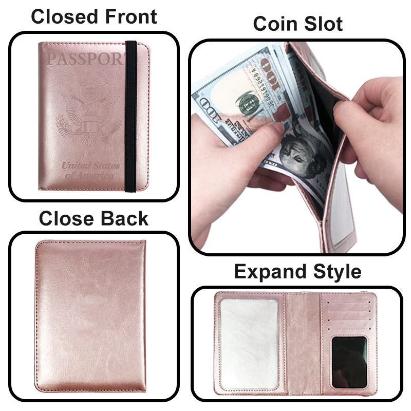 Customized Multifunctional American Passport Strap Passport Protective Cover Dollar Bill Holder Vaccine Card Holder Passport Holder Oem