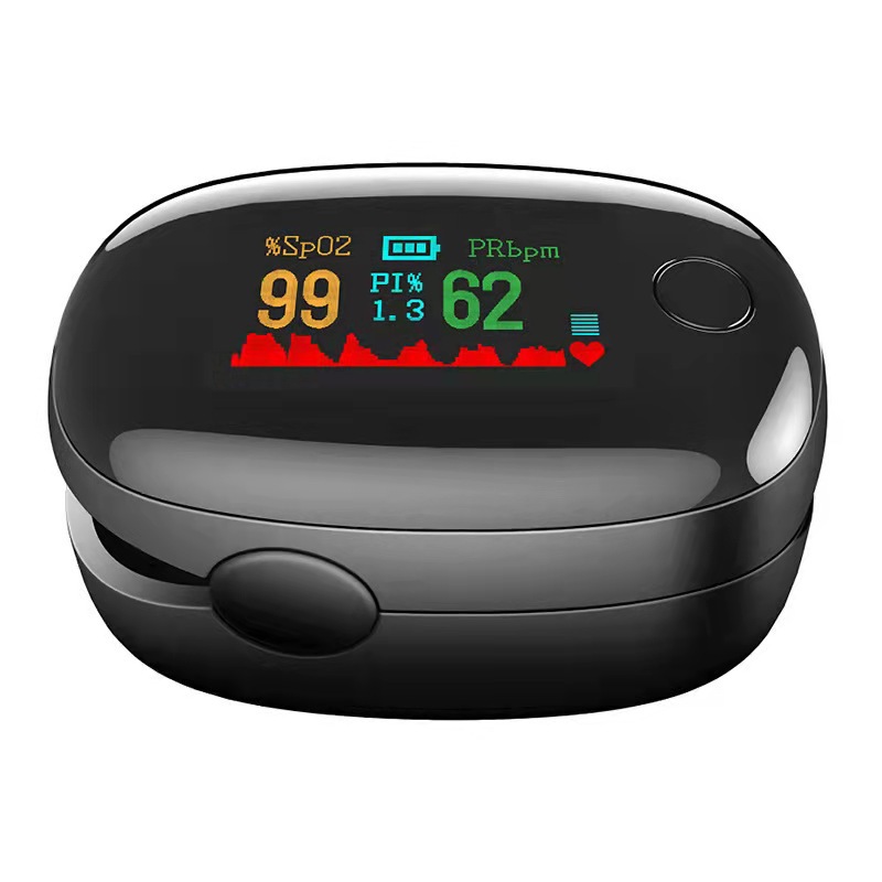 Black Gemstone Oximeter Led Finger Clip Heart Rate Monitor Measures Fingertip Blood Oxygen Saturation and Monitors Pulse for Medical Use